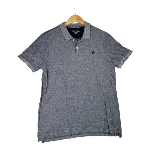 Banana Republic Mens Short Sleeve Pique Polo Shirt Logo Navy Solid Preppy Size L - Picture 1 of 4